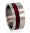 Interchangeable Redwood Inlay 10mm Comfort Fit Titanium Wedding Band , Size 10