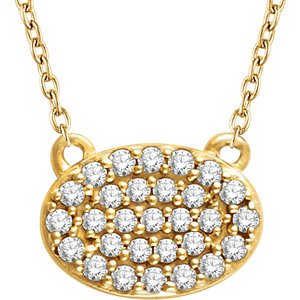 Diamond Oval Pendant Necklace in 14k Yellow Gold, 18" (.20 Cttw)