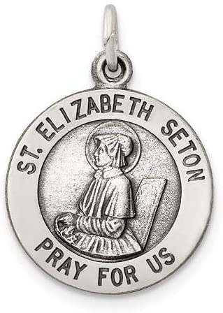 Sterling Silver Antiqued St. Elizabeth Seton Medal (20X15MM)