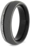 Gibeon Meteorite, Sandblasted Titanium 7mm Comfort-Fit Ebony Wood Sleeve Band, Size 6.5