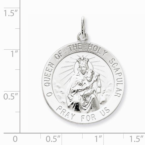 Sterling Silver Queen of the Holy Scapular Medal (32X22MM)