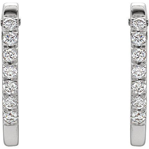 Diamond Hoop Earrings, 14K White Gold (1/5 Ctw, Color H-I , Clarity I1)