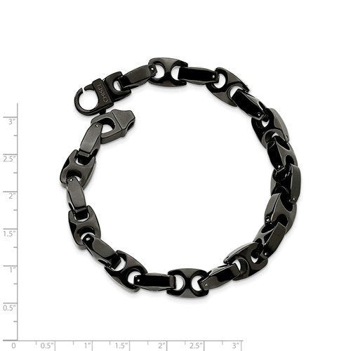 Men's Polished Tungsten 10mm Black IP-Plated Bracelet, 9.5"