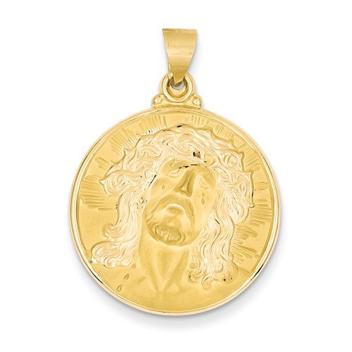 14k Yellow Gold Head Of Christ Medal Round Pendant (34X24MM)