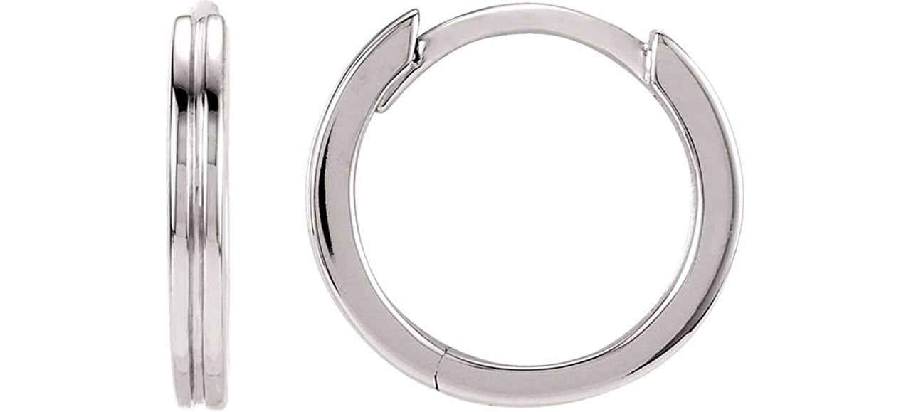 Grooved Hoop Earrings, 14k White Gold