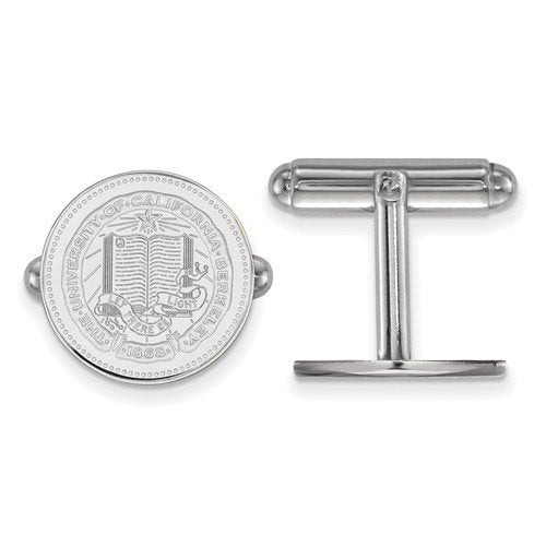 Rhodium-Plated Sterling Silver University Of California Berkeley Crest Cuff Links, 16MM