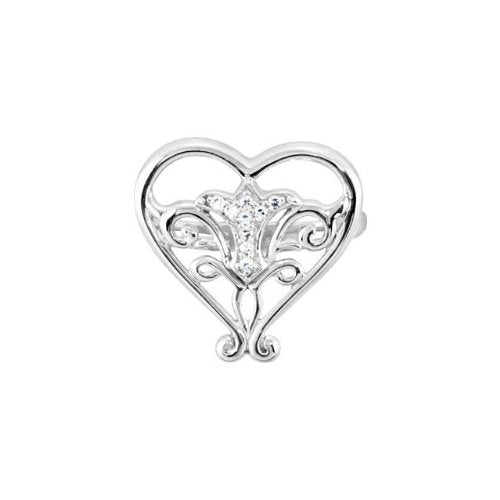 CZ Pure in Heart Rhodium Plate Sterling Silver Ring, Size 7