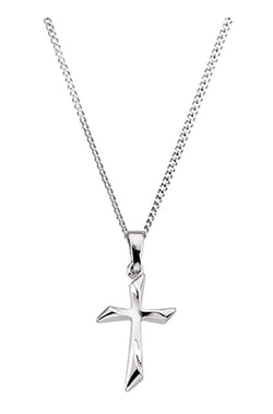 Curvy Cross 14k White Gold Necklace, 16"