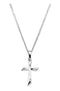 Curvy Cross 14k White Gold Necklace, 16"