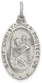 Sterling Silver St. Christopher Soccer Medal Pendant(30X17MM)