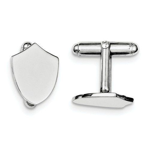 Rhodium-Plated Sterling Silver Bullet Back Cuff Links, 17X13MM