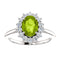 Arizona Peridot and Diamond Halo 14k White OR Yellow Gold Ring, Size 7