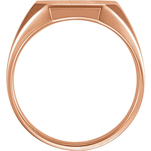 Men's Brushed Satin Signet Ring, 10k Rose Gold (16X14MM)