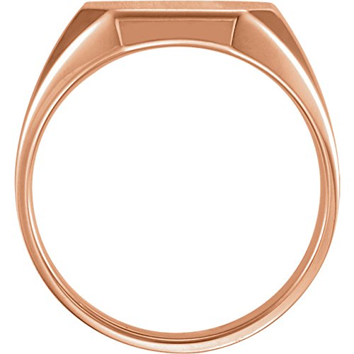 Men's Brushed Satin Signet Ring, 18k Rose Gold (16X14MM)