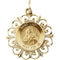 Rhodium Plated 14k Yellow Gold Round Hollow St. Lucy Medal (18.5MM)