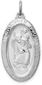 Rhodium-Plated Sterling Sliver St. Christopher Medal (35X17MM)