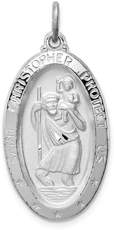 Rhodium-Plated Sterling Sliver St. Christopher Medal (35X17MM)
