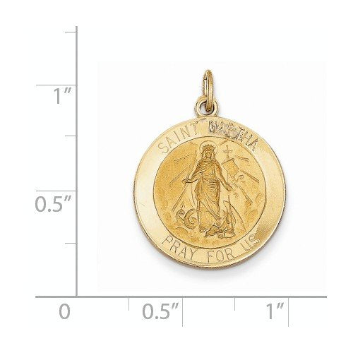14k Yellow Gold St. Martha Medal Pendant (27X19MM)