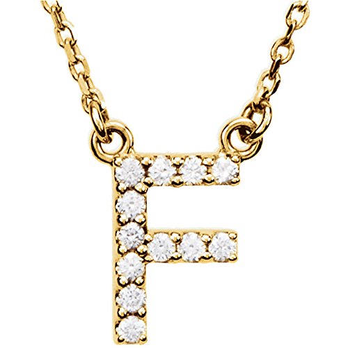 14k Yellow Gold Diamond Initial 'F' 1/8 Cttw Necklace, 16" (GH Color, I1 Clarity)