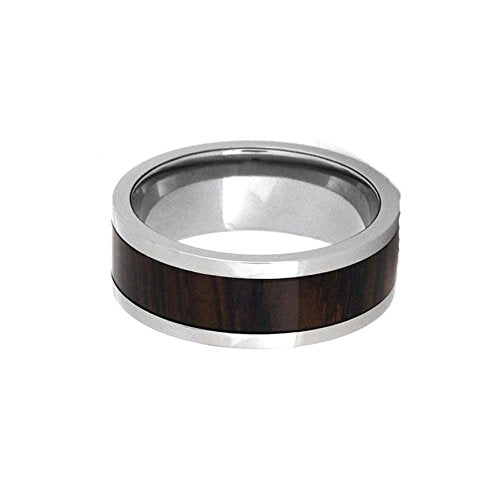 Cocobolo Wood Inlay 10mm Comfort Fit Interchangeable Titanium Ring, Size 10