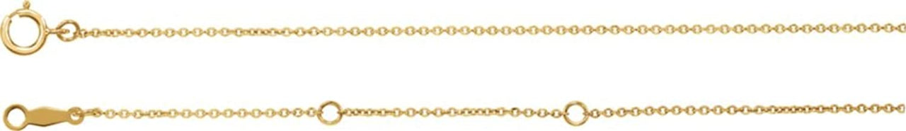 14k Yellow Gold Filled 1mm Solid Cable Chain Necklace, 16"