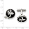 Stainless Steel Black Enamel with Fleur De Lis Round Cuff Links, 18MM