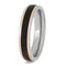 Petrified Wood, 14k Rose Gold Stripes 5mm Titanium Comfort-Fit Wedding Band