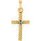 Swiss Blue Topaz Rope-Trim Cross 14k Yellow Gold Pendant (31.95x16.3MM)