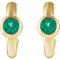 Emerald J-Hoop Earrings, 14k Yellow Gold