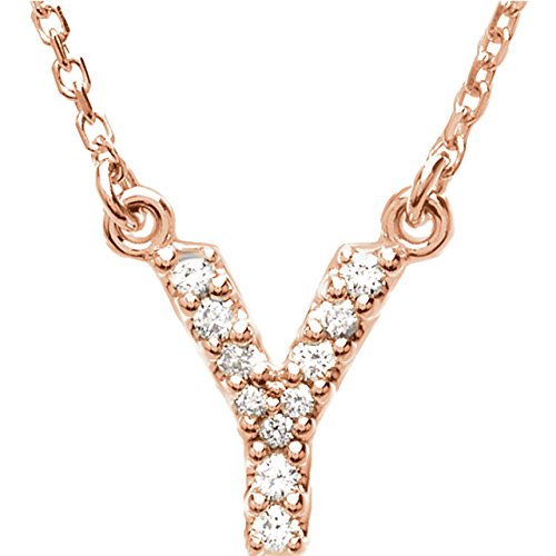 14k Rose Gold Diamond Initial 'Y' 1/10 Cttw Necklace, 16" (GH Color, I1 Clarity)