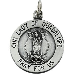 Sterling Silver Our Lady Of Guadalupe Medal (34.25x25.75 MM)
