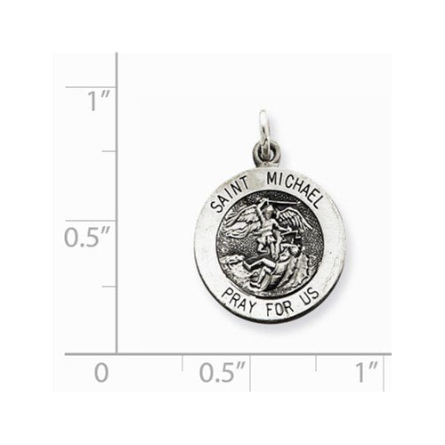 Sterling Silver Antiqued Saint Michael Medal Charm Pendant (20X15 MM)