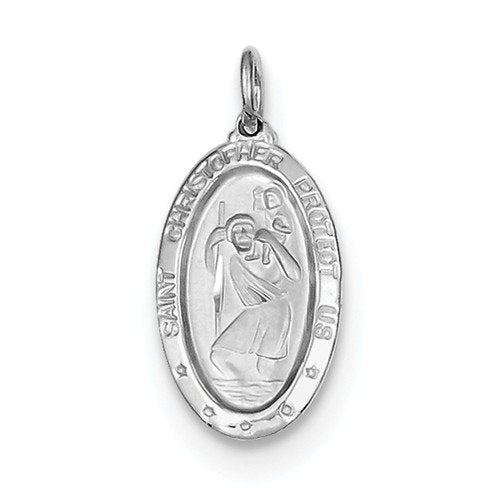 Rhodium-Plated Sterling Silver St. Christopher Medal (20X10MM)