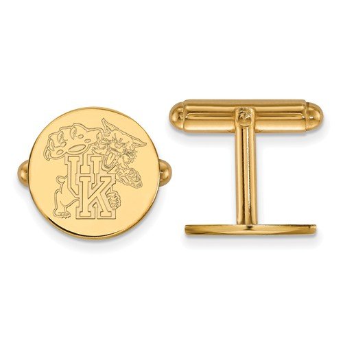 Gold-Plated Sterling Silver University Of Kentucky Round Cuff Links, 15MM