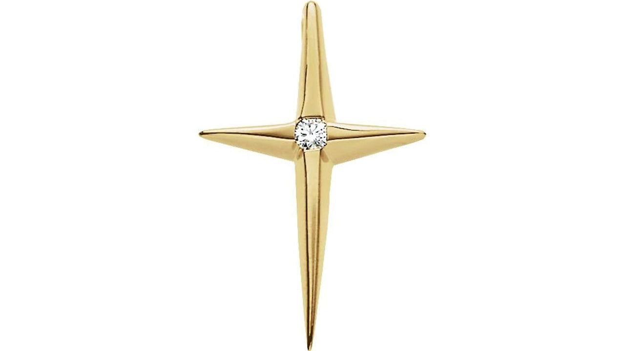 Diamond Cross 14k Yellow Gold Pendant