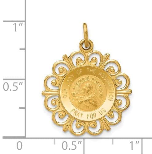 14k Yellow Gold Our Lady of The Assumption Medal Pendant (23x19MM)