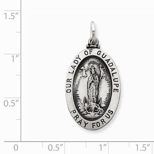 Sterling Silver Our Lady Of Guadalupe Medal (31X16MM)