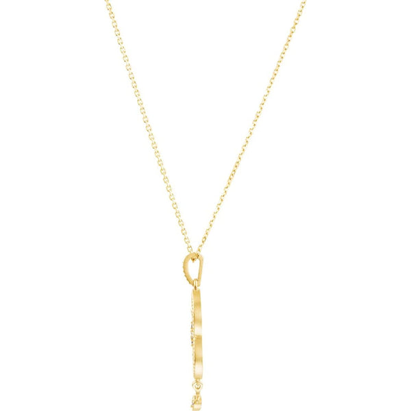 Diamond Granulated Design 14k Yellow Gold Pendant Necklace, 18" (.08 Cttw)