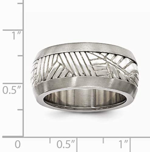 Casted Collection Titanium and Sterling Silver Inlay 11mm Leaf Two-Tone Band, Size 13