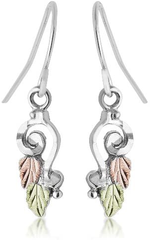 Diamond-Cut Spiral Earrings, Sterling Silver, 12k Green Gold and Rose Gold Black Hills Gold Motif