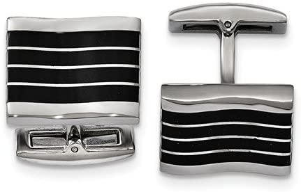 Stainless Steel Black Cat's Eye Rectangle Cuff Links
