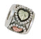 Ave 369 Cylinder Heart Bead Charm, Sterling Silver, 12k Green Gold, 12k Rose Gold Black Hills Gold