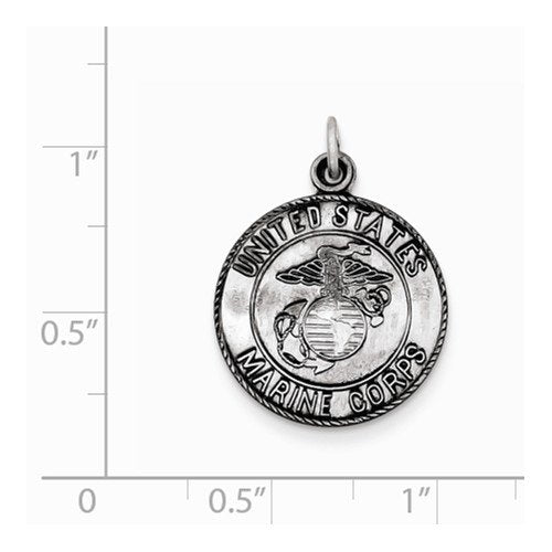 Sterling Silver US Marine Corp Medal (23X18MM)