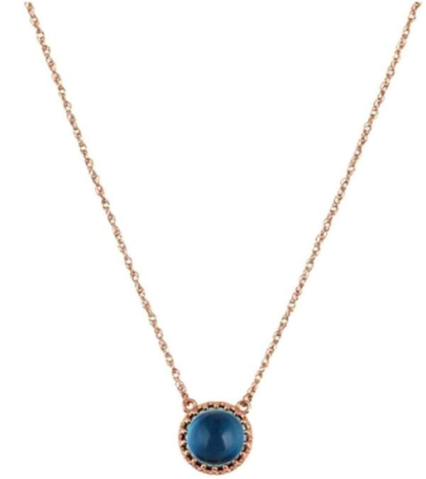 14k Rose Gold 6.35 Ct London Blue Topaz Necklace, 18"