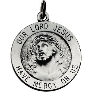Sterling Silver Round Our Lord Jesus Medal (18.25 MM)