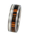 Bocote Wood, Inlaid Sterling Silver 7mm Comfort Fit Titanium Wedding Band, Size 10