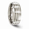 Silver Inlay Collection Gray Titanium, Argentium Silver 7mm Domed Band