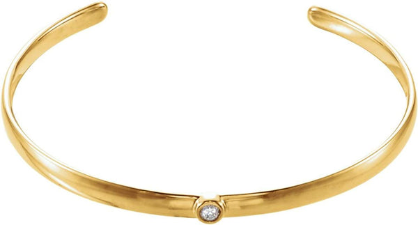 Diamond Cuff Bracelet, 14k Yellow Gold, 8" (0.1 Ctw, G-H Color, I1 Clarity)