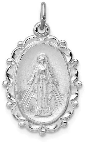 Rhodium-Plated Sterling Silver Miraculous Medal (25X13MM)