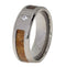 Cubic Zirconia, Hawaiian Koa Wood 8mm Comfort Fit Titanium Band, Size 12